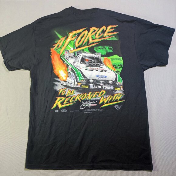 John Force Racing T-shirt men's size XL black double side decorated graphic - Picture 1 of 8